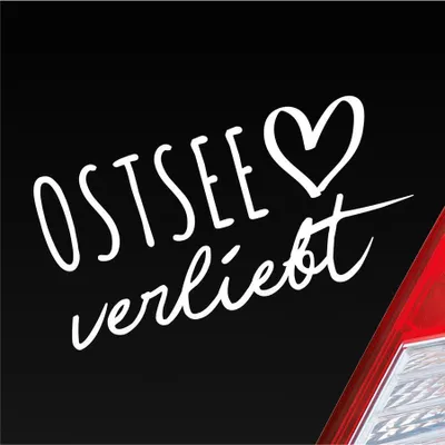 Produktbild von Auto Aufkleber Ostsee verliebt Herz See Osten East Liebe Car 19x10 cm Weiss Glanz Sticker Heckscheibenaufkleber