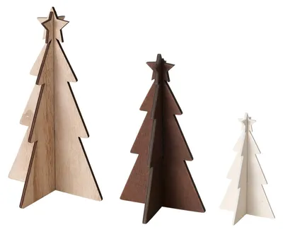 Produktbild von Dekorative Tannenbäume aus Sperrholz KARL, 12-25 cm, 3er-Set