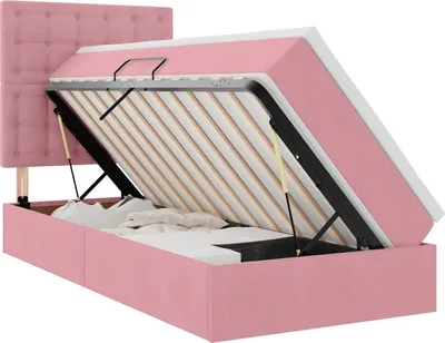 Produktbild von LED-Speicherbett mit Matratze Rosa 90 x 190 cm Samt