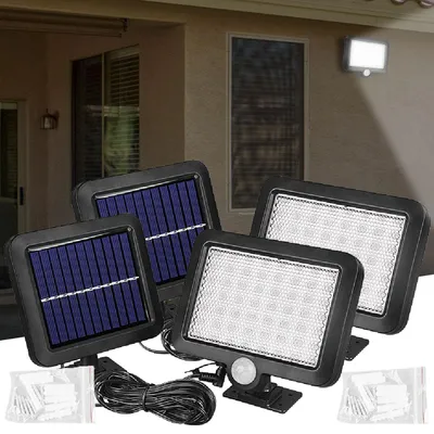 Produktbild von 2er Set LED-Flutlicht mit Solarbetrieb & Bewegungssensor, wetterfest (IP44), ideal für Garten, Einfahrt & Terrasse, LED-Strahler, energieeffizient & h
