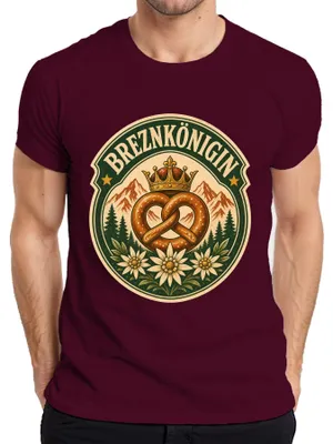 Obrázok produktu pre Brezenová koruna, koruna, alpské edelweiss, bavorské tradičné oblečenie, kožené nohavice, tradičné dámske šaty, pánske tričko, bordó, veľkosť M