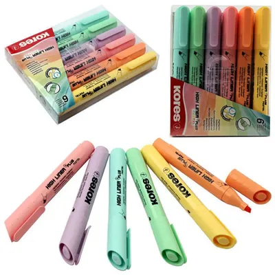 Obrázok produktu pre Kores TM36060, 6 kusov, svetlo modrá, Svetlozelená, Svetlooranžová, Svetloružová, Fialová, Žltá, Hrot dláta, Viacfarebný, Kolo, Okenný kvetináč