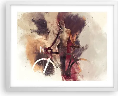 Produktbild von Gerahmtes Poster - Weißer Rahmen - Körper Mädchen Fahrrad Illustration - 50x40 cm - Wand Bild - Wanddeko - Wandbilder - Wandposter - Bilderrahmen - Bilder - Kunstdruck - Wandbild - P2WAA50x40-3136