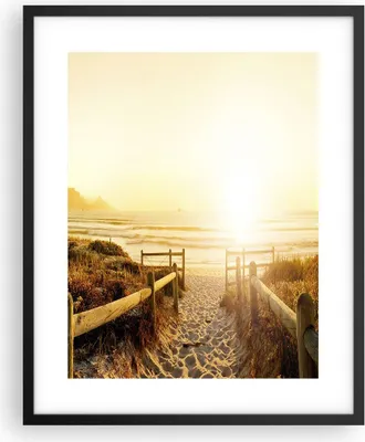 Produktbild von Gerahmtes Poster - Schwarzer Rahmen - Sonnenaufgang Welle Insel Meer - 40x50 cm - Wand Bild - Wanddeko - Wandbilder - Wandposter - Bilderrahmen - Bilder - Kunstdruck - Wandbild - P2BPA40x50-3164