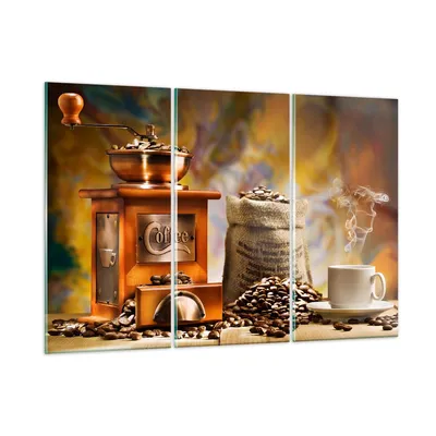 Produktbild von Bilder auf glas - Kaffee Körner Mühle Tasse - 105x70cm - Glasbilder - Wandbilder - Kunstdruck - zum Aufhängen bereit - Wanddekoration aus Glas - Glas Bilder - Wandbild auf Glas - GCE105x70-2592