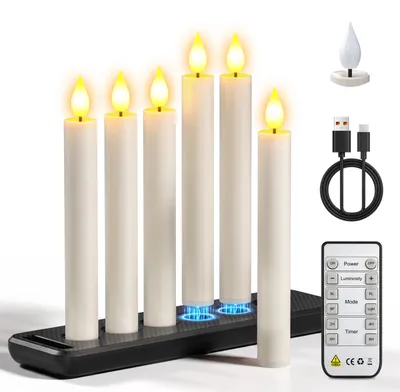 Obrázek produktu pro 6 LED svíček bez plamene, dobíjecích, s dálkovým ovládáním