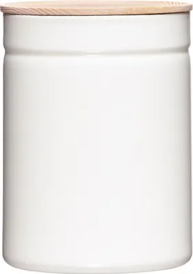 Produktbild von Riess Vorratsdose 2250ml Emaille mit Holzdeckel weiß