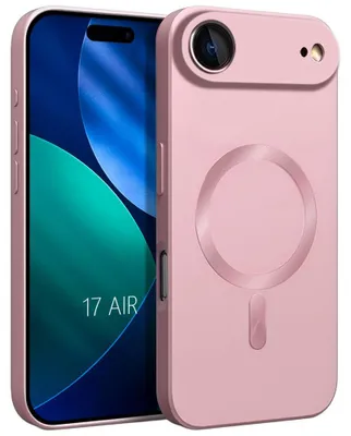 Image de Coque pour iPhone Air, Protection Silicone Anti-Rayures Antichoc avec Cercle Magnétique - Rose