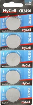 Produktbild von HyCell 5er Pack Lithium Knopfzellen CR2450 3V - Knopfbatterien - 5 Stück
