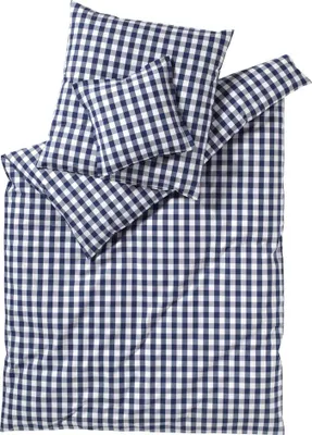 Produktbild von elegante Perkal-Bettwäsche-Garnitur Quadro Farbe marine Größe 155x200+80x80