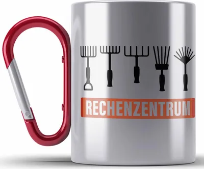 Produktbild von Trendation - Rechenzentrum Gärtner Edelstahl Tasse Karabiner mit Spruch Garten Hobbygärtner Geschenk Lustig (Rot)