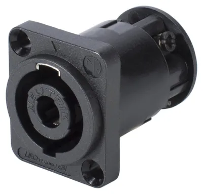 Produktbild von NEUTRIK® speakON®, 4-pol , Kunststoff-, Schraubkontakt mit Drahtschutz-Einbaustecker, versilberte(r) Kontakt(e), Type D, schwarz