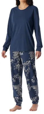 Produktbild von Schiesser Comfort Essentials Schlafanzug Schlafanzug-Set aus Langarm-Shirt und langer Hose, Mit Rundhalsausschnitt, Aus 100% Baumwolle
