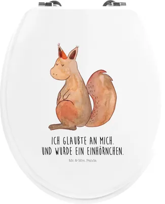 Produktbild von Mr. & Mrs. Panda klo deckel Einhorn Glauben - Weiß - Geschenk, Einhörnchen, Toilettendeckel, WC-Sitz, WC Brille, Eichhörnchen, Einhörner, Sitz, Eichhorn, Toilettenbrille