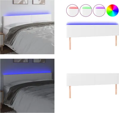 Obrázok produktu pre vidaXL LED čelo postele biele 180x5x78/88 cm Imitácia kože - LED čelo postele - Čelo postele - Čelo postele