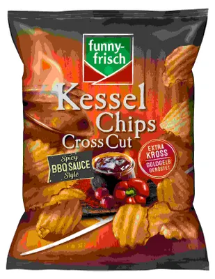Produktbild von funny-frisch Kessel Chips Cross Cut Spicy BBQ Sauce Style 120g