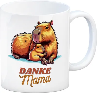 Produktbild von Capybara Mama und Kind Kaffeebecher mit Spruch Danke Mama