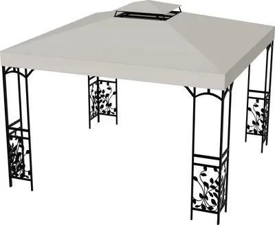 Image de Izrielar toit de remplacement pavillon 3x3m, tente de jardin couverture de toit en polyester 300D, toit de pavillon avec cheminée pour jardin & fête Anthracite Beige
