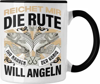 Produktbild von Trendation - Angler Tasse Geschenk Männer Spruch Lustig für Fischer Geschenkidee Angeln Fischen (Schwarz)