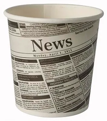 Produktbild von Snackbecher, Pappe "To Go" rund 470 ml Ø 9,9 cm · 9,9 cm "Newsprint"