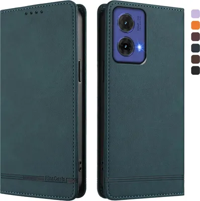 Produktbild von Hülle für Motorola Edge 50 Fusion/Moto G85, Retro Kunstleder Ständer Klapphülle mit Kartenfächer und Magnetische Grün
