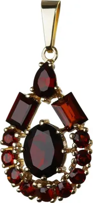 Produktbild von Granat Kettenanhänger Goldschmiedearbeit 14 Karat 585 Gold Abstrakt Modern 3240