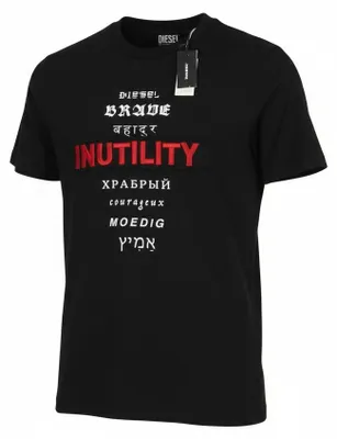 Produktbild von Diesel T-diegos-b6 Herren-T-Shirt, schwarzes, elastisches Baumwolltrikot mit kurzen Ärmeln