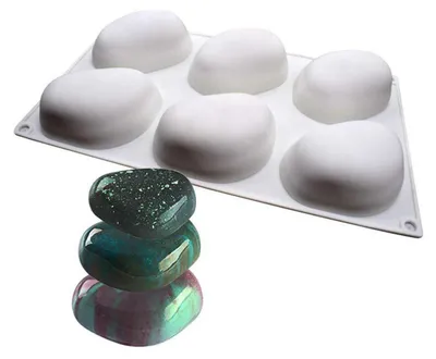 Image de Moule en silicone pour mousse, 6 cavités, forme de pierre, blanc