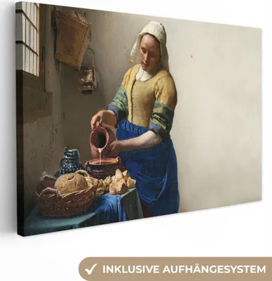 Zdjęcie produktu dla MuchoWow® - Obraz na płótnie - Mleczarka - Sztuka - Starzy Mistrzowie - Vermeer, fototapeta, dekoracja ścienna, obrazy do salonu, 120x80cm