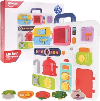 Produktbild von Playos® - Aktivitätsbrett - Thema Küche - Weiß - mit Licht und Ton - Pädagogisches Babyspielzeug - Essen - Essen - Uhr