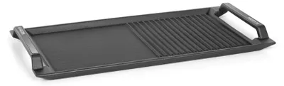 Zdjęcie produktu dla Klarstein Delicatessa - Patelnia grillowa, Płyta grillowa do płyt indukcyjnych, Powierzchnia: 43,5 x 23 cm, Pół na pół: płyta do smażenia i żeberka, Powłoka nieprzywierająca, Żeliwo, czarna