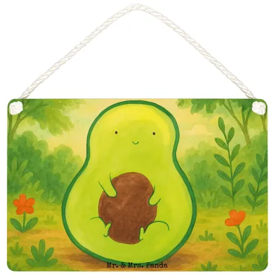 Produktbild von Mr. & Mrs. Panda Schild Avocado Kern Design DIN A4 - Weiß - Geschenk, Avokado, Holzschild, Pflanze, Wandbild Holz, Spruch Leben, holzbild, wandtafel, glücklich, Türschild
