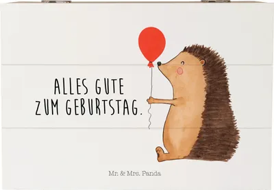 Produktbild von Mr. & Mrs. Panda Box Igel Luftballon 22 x 15 cm - Weiß - Geschenk, Geschenkbox, Herzlichen Glückwunsch, Erinnerungsbox, Geburtstagskind, Geburtstag, Aufbewahrungsbox Holz