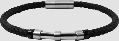 Produktbild von Akzent Echtlederarmband, geflochten mit Edelstahlelement