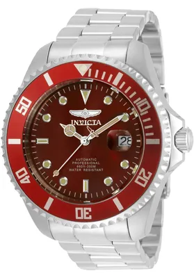 Obrázek produktu pro Invicta Pro Diver 35722 Pánské Hodinky - Automatické Hnutí - Nerezová Ocel s Červeným Ciferníkem - 47 mm