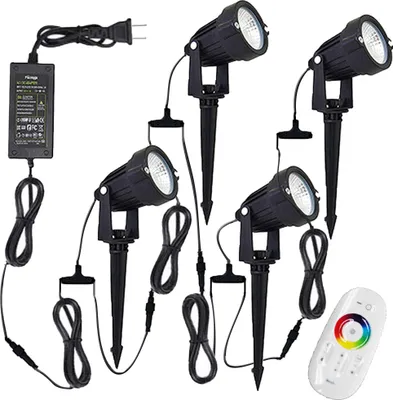Obrázok produktu pre 4 LED záhradné reflektory RGB s diaľkovým ovládaním a Bluetooth záhradné osvetlenie Inteligentná záhradná lampa Dekoratívne osvetlenie