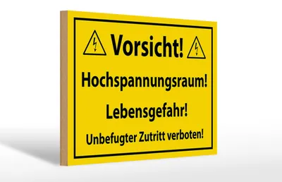 Produktbild von Holzschild Hinweis 30x20cm Vorsicht Hochspannungsraum
