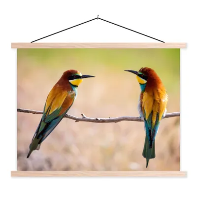 Produktbild von MuchoWow® Textilposter Vögel - Bienenfresser - Tiere 120x90 cm mit holzfarbenen Rahmen - Magnetisch