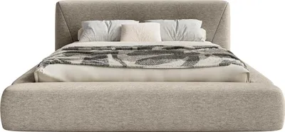 Produktbild von FEDVE Polsterbett Vemmo aus Chenille-Stoff 160x200 cm, Taupe