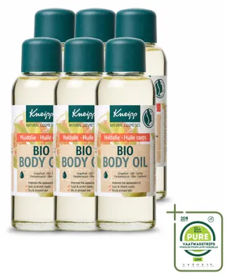 Image de 6 flacons d'huile pour le corps Kneipp Bio Plus, pour les vergetures et les cicatrices, 100 ml, lot de 6