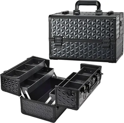Produktbild von Kosmetikkoffer – Beautycase – Aufbewahrungskoffer – Für den professionellen Gebrauch – Verstellbare Fächer – 34 x 21,5 x 23 cm – Schwarz