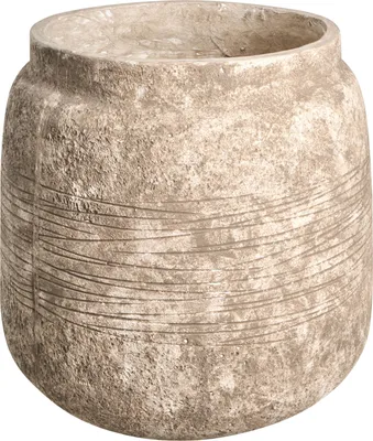Obrázok produktu pre BELIANI – Okrúhly kvetináč z vláknitej hliny, ručne maľovaný, rozmer 44 x 44 x 43 cm. Vhodný na vnútorné aj vonkajšie použitie, moderný dizajn, ideálny do obývačky alebo záhrady