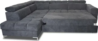 Produktbild von Modernes PABLO Ecksofa 279x201 cm, Schlafsofa Mit Verstellbaren Kopfstützen, Bettkasten, Stabilen Metallfüßen, Hochwertiger VOGUE-Stoff In Verschiedenen Farben Linke Layout, Farbe BLAU