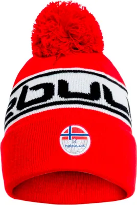 Productafbeelding van Nebulus muts met bobbel BLAKE, uni, wintermuts, warme en stijlvolle capuchon, P6263 - uni, rood, one size