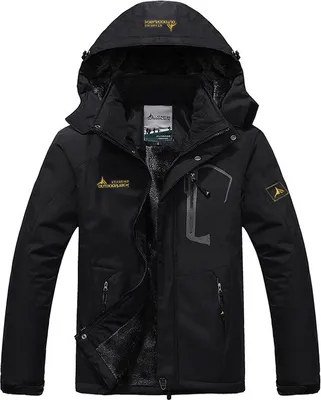 Produktbild von Outdoor Warme Winterjacken Parka Wintermantel Mit Abnehmbare Kapuze Mit Reißverschluss Herren Jacken Schwarz, Größe 3XL