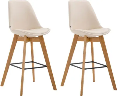 Imagen del producto de Taburete de bar de 2 piezas - Taburetes altos - Excelente comodidad de asiento | Color: Crema | Color de la tapicería: Natural
