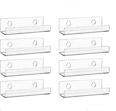Image de Présentoir pour vinyles - Support transparent - 8 emplacements - Support mural - 10 × 3,5 × 3 cm