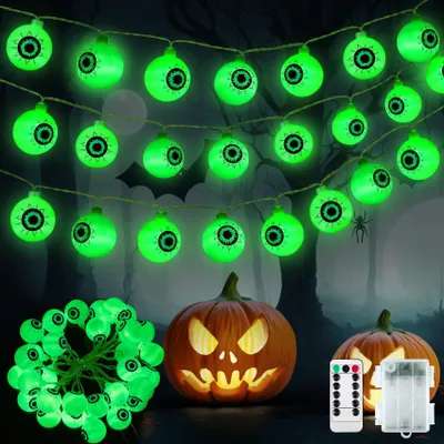 Obrázek produktu pro JSUEU Halloween víla světla 5m 30 LED zelené oční bulvy 8 režimů