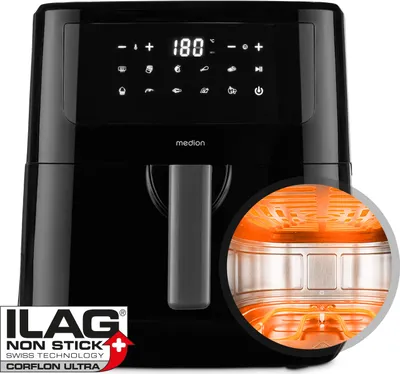 Immagine prodotto di MEDION LIFE P10 XL, Friggitrice ad aria calda, 6,8 l, 50 °C, 200 °C, 60 min, Autopulente