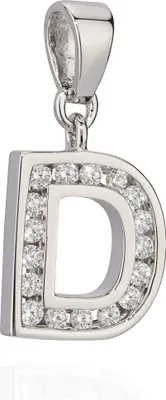 Produktbild von 13x10mm Kettenanhänger Buchstabe D Silber 925 Anlaufschutz Zirkon weiß Alphabet